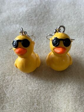 Yellow Rubber Duck Earring Pair with Sunglasses - Kids Accessories